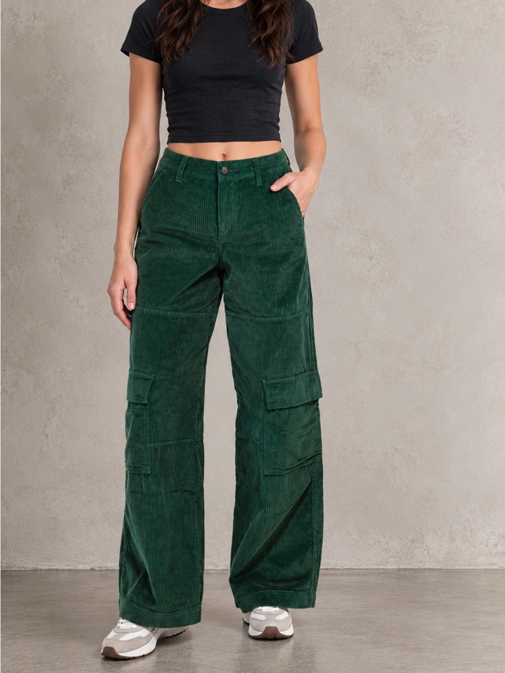 Empyre Darian Hunter Green Corduroy Cargo Baggy Wide Leg Skate Pants Size S